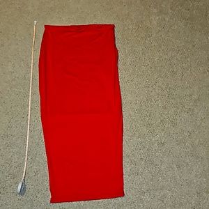 RED Mid Calf Pencil Skirt